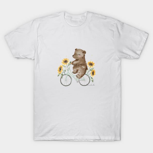 Sunflower bike bear T-Shirt by sannadorable